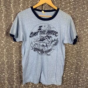 Vintage Bauer's Dam Resort Buckatabon Lake Conover, Wis Blue Tshirt Top Shirt